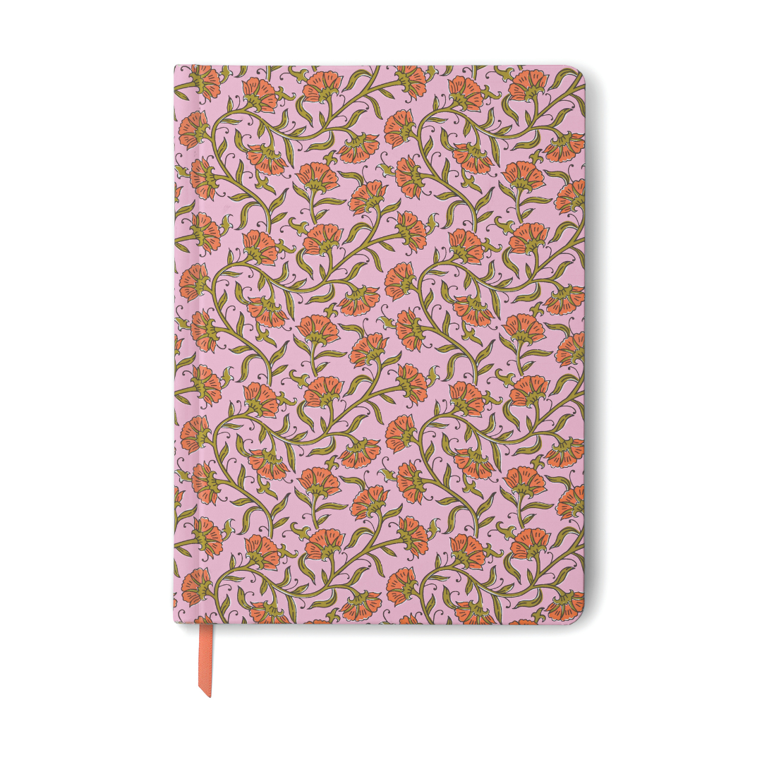 Twinkle Cafe ストロベリーミルクメモ帳 Soft Touch Jumbo Journal - Pink Vintage Floral - DesignWorks Ink