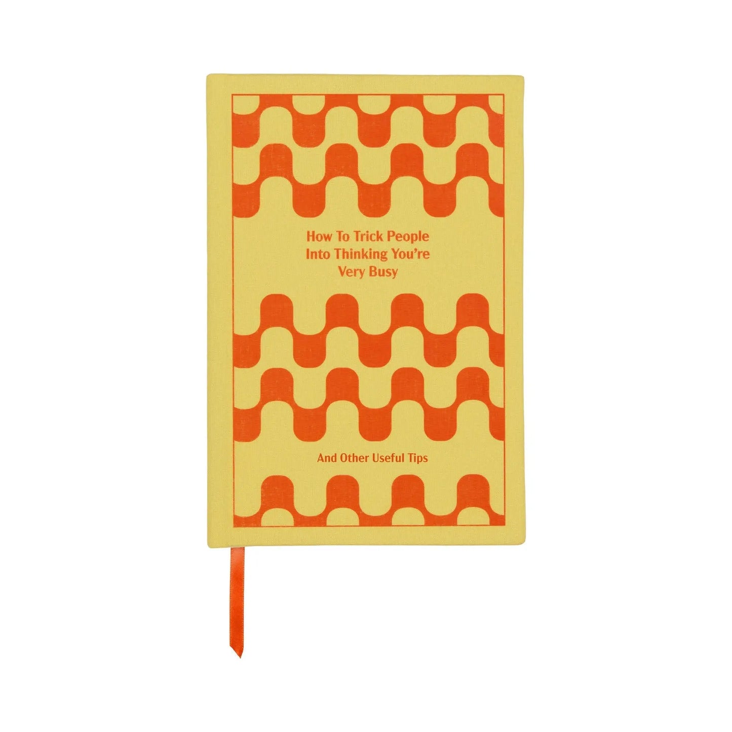 The How To Trick People Journal - 5.75x8.5 features a yellow cover with an orange geometric pattern, vintage book-inspired design, the title on the front, and smooth ivory pages inside.