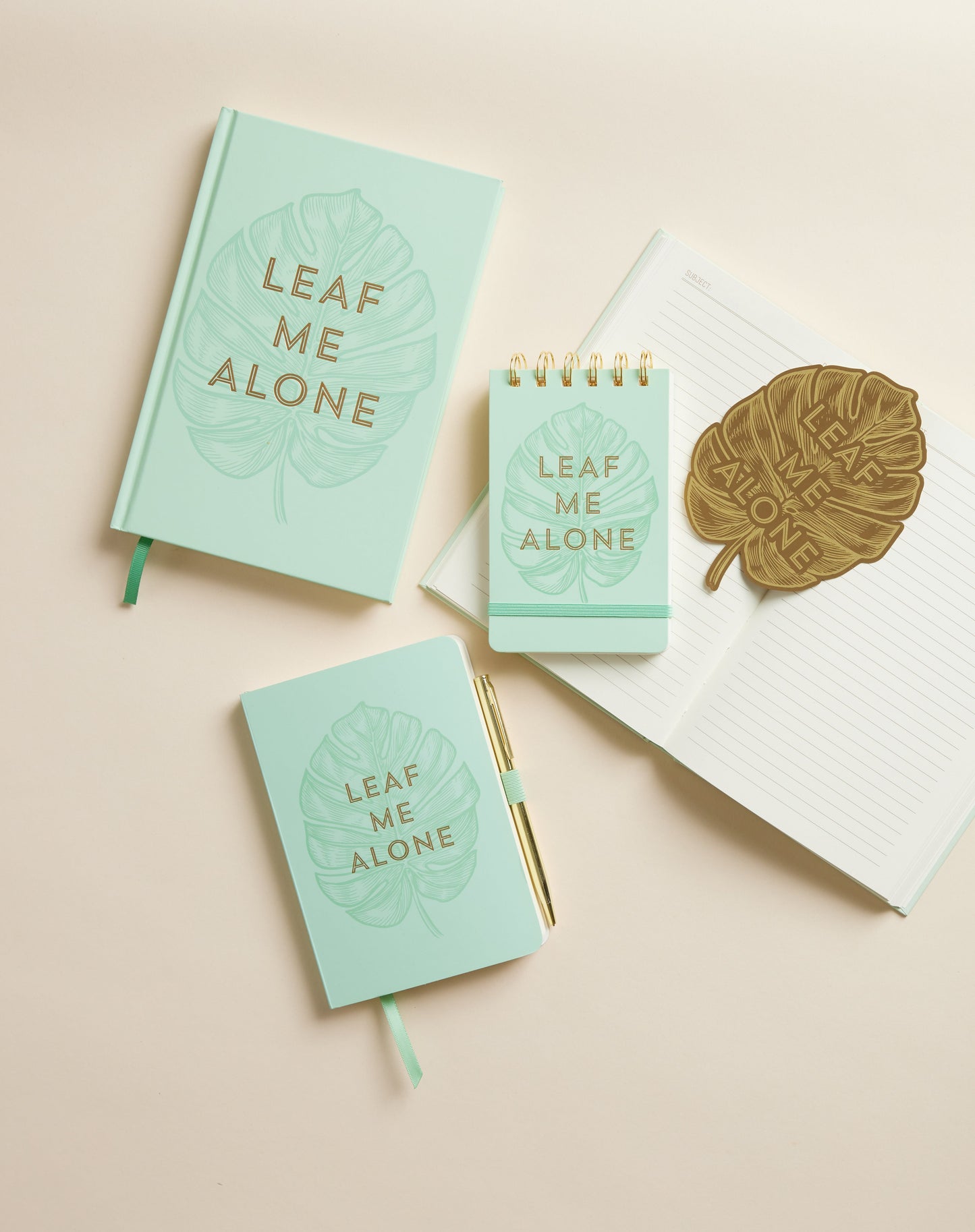 Vintage Sass Notebook with Pen - Leaf Me Alone