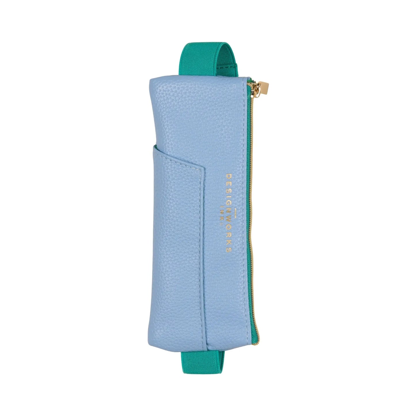 Vegan Leather Pen Pouch - Light Blue + Green Designworks Ink