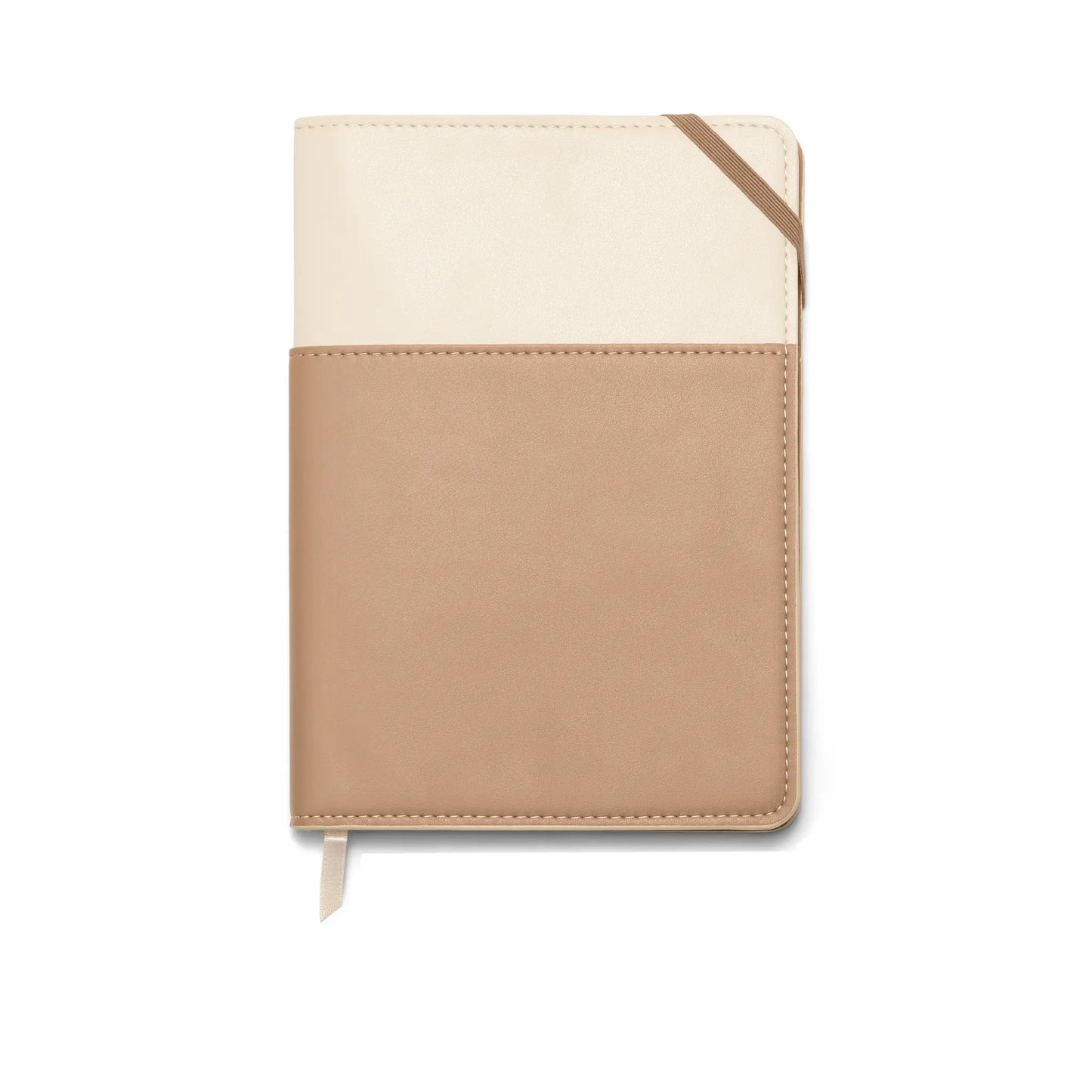 Vegan Leather Pocket Journal, 7" X 9" - Ivory + Oat Milk on a white background.