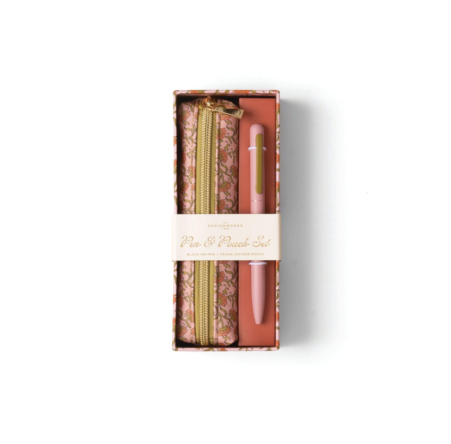 Pen & Pouch Set - Pink Vintage Floral
