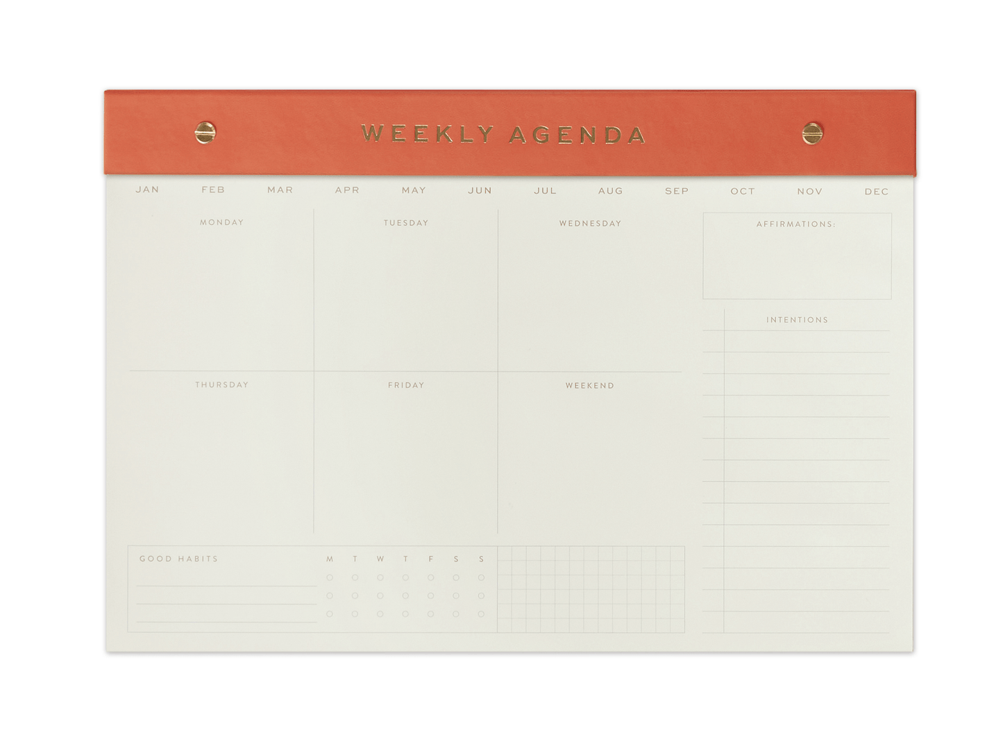 Weekly Postbound Notepad, 9.75 X 14" - CHILI on a white background.