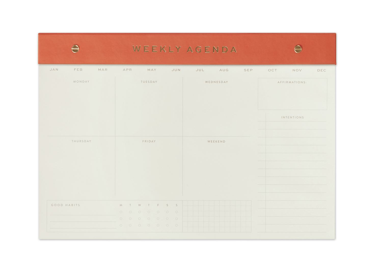 Weekly Postbound Notepad, 9.75 X 14" - CHILI on a white background. 