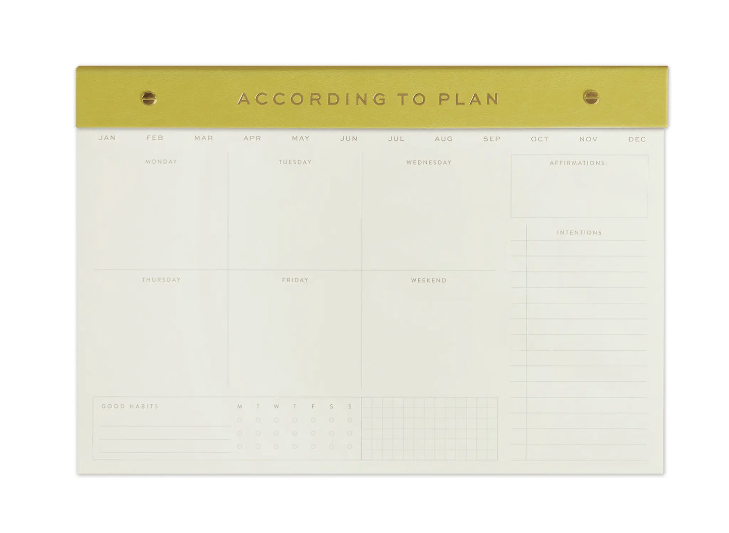 Weekly Postbound Notepad, 9.75 X 14" - MATCHA on a white background.