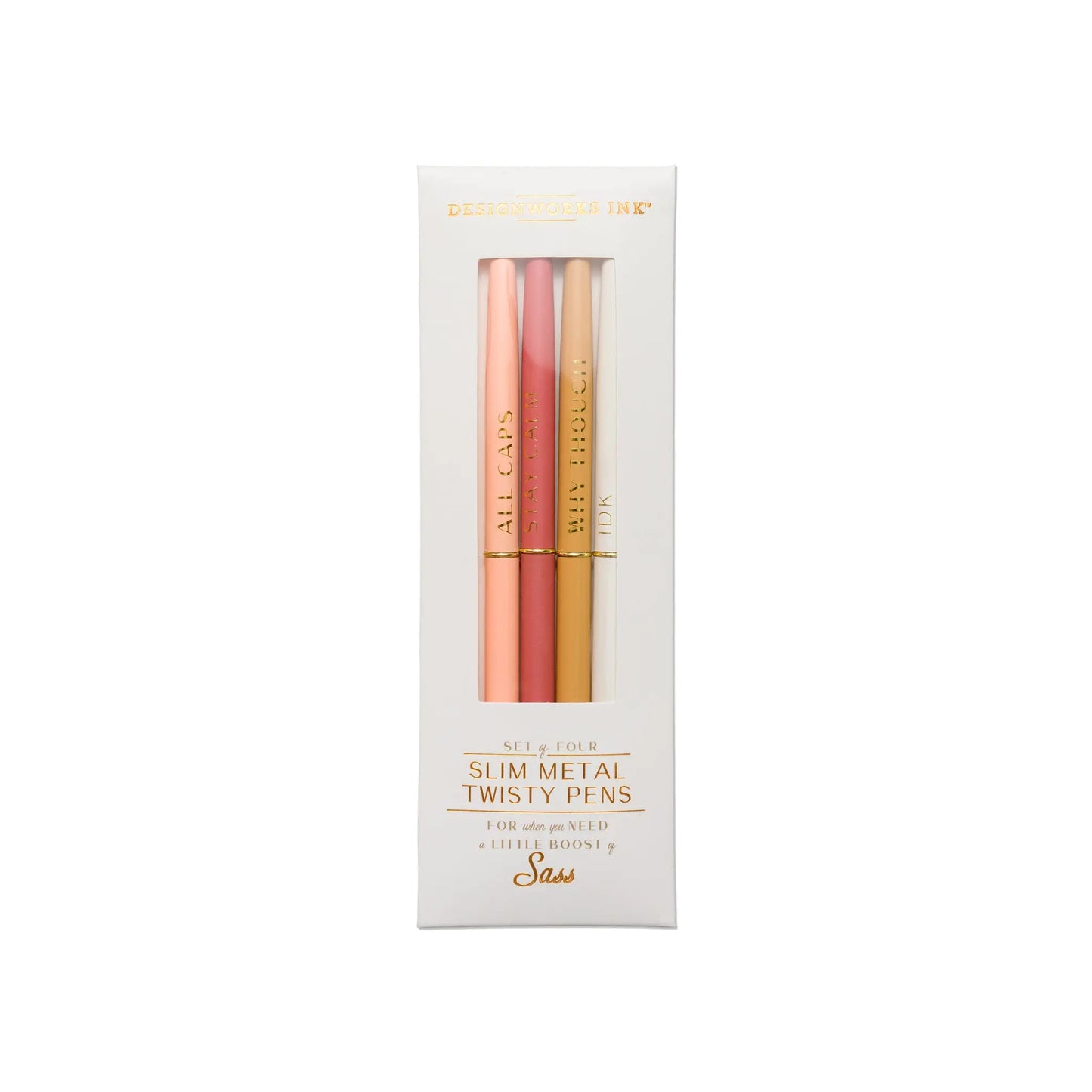 Slim Metal Twisty Pens - Sass Set box and pen picture