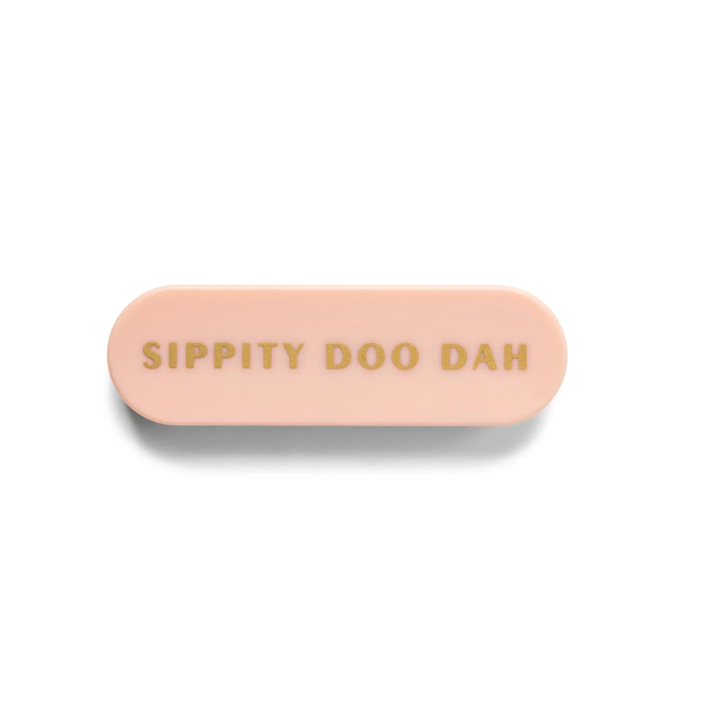 The Portable Straw - Sippity Doo Dah: a pink, oval eco storage case with “SIPPITY DOO DAH” embossed in gold, perfect for carrying your reusable stainless steel straws in style.