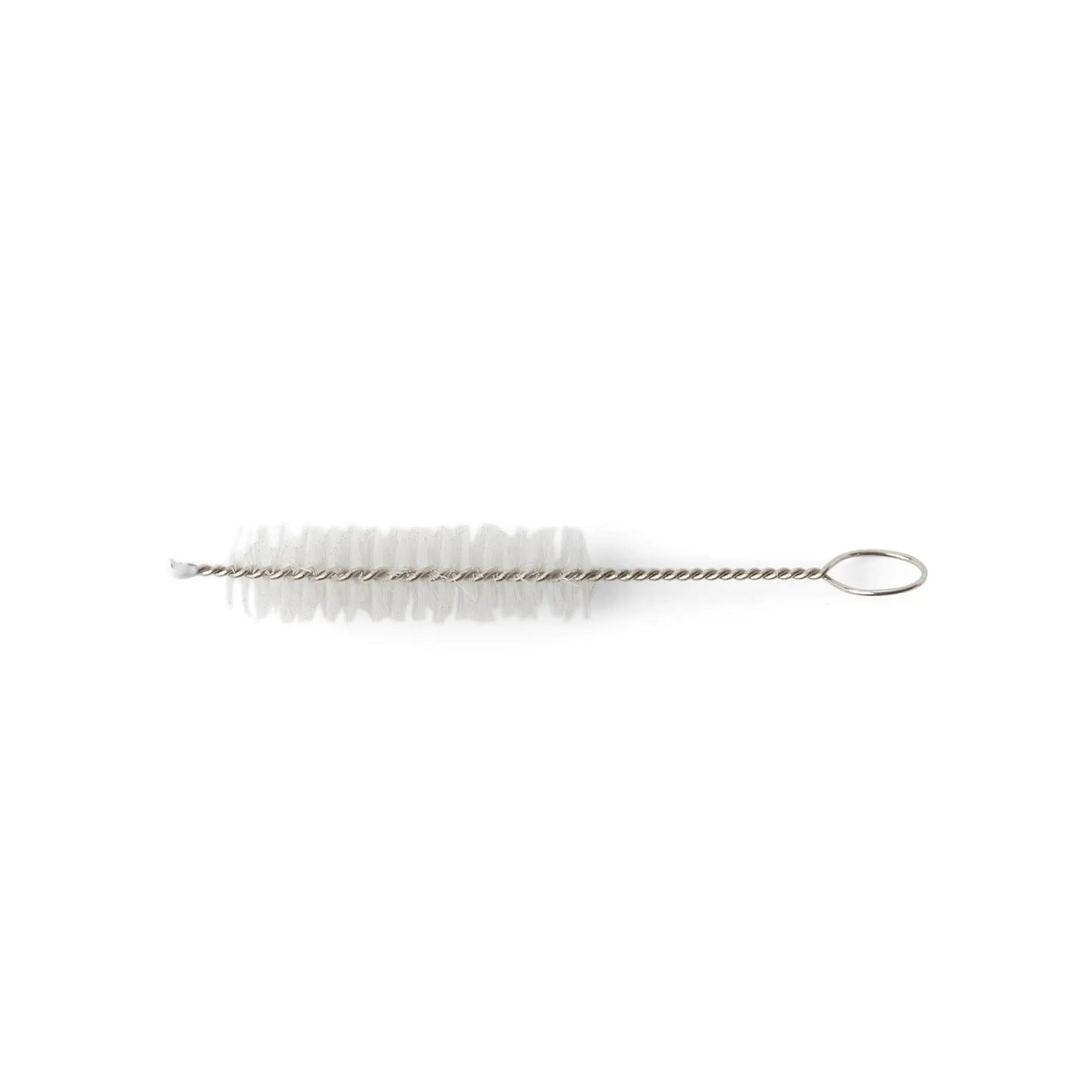 The Portable Straw - Radiant Ovals straw cleaner features a metal handle, white bristles, and a looped end—ideal for cleaning reusable stainless steel straws. Shown on a white background.