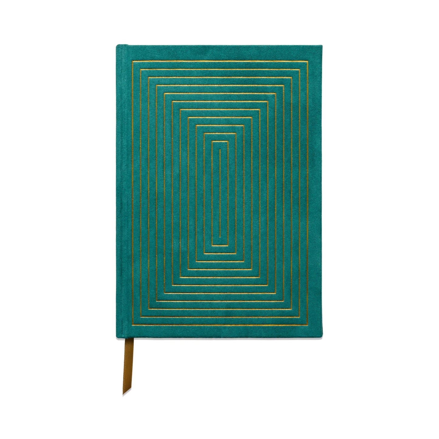 Hard Cover Suede Cloth Journal With Pocket - Linear Boxes green