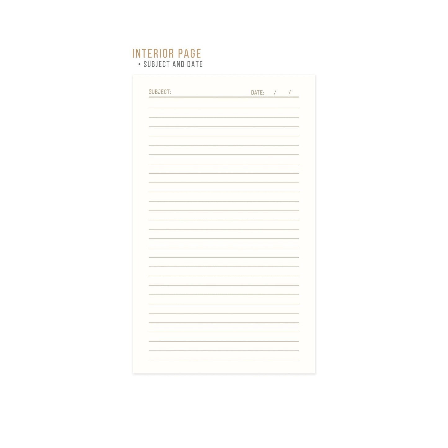 The Cloth Journal - Solar System features blank lined interior pages labeled with spaces for subject and date at the top, plus lay-flat binding for easy writing.