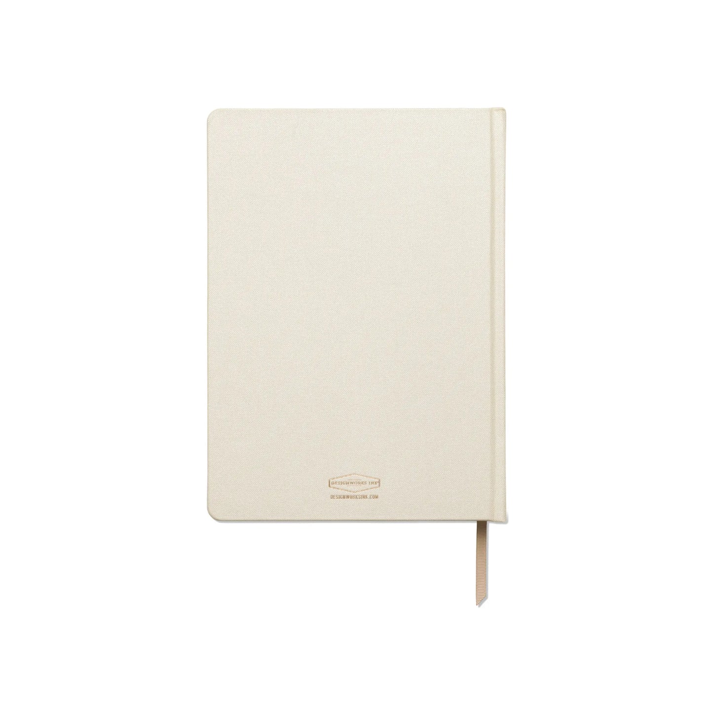The Bookcloth Jumbo Journal - La Lune is a closed, cream-colored cloth-covered notebook with acid-free pages and a matching ribbon bookmark, shown against a white background.