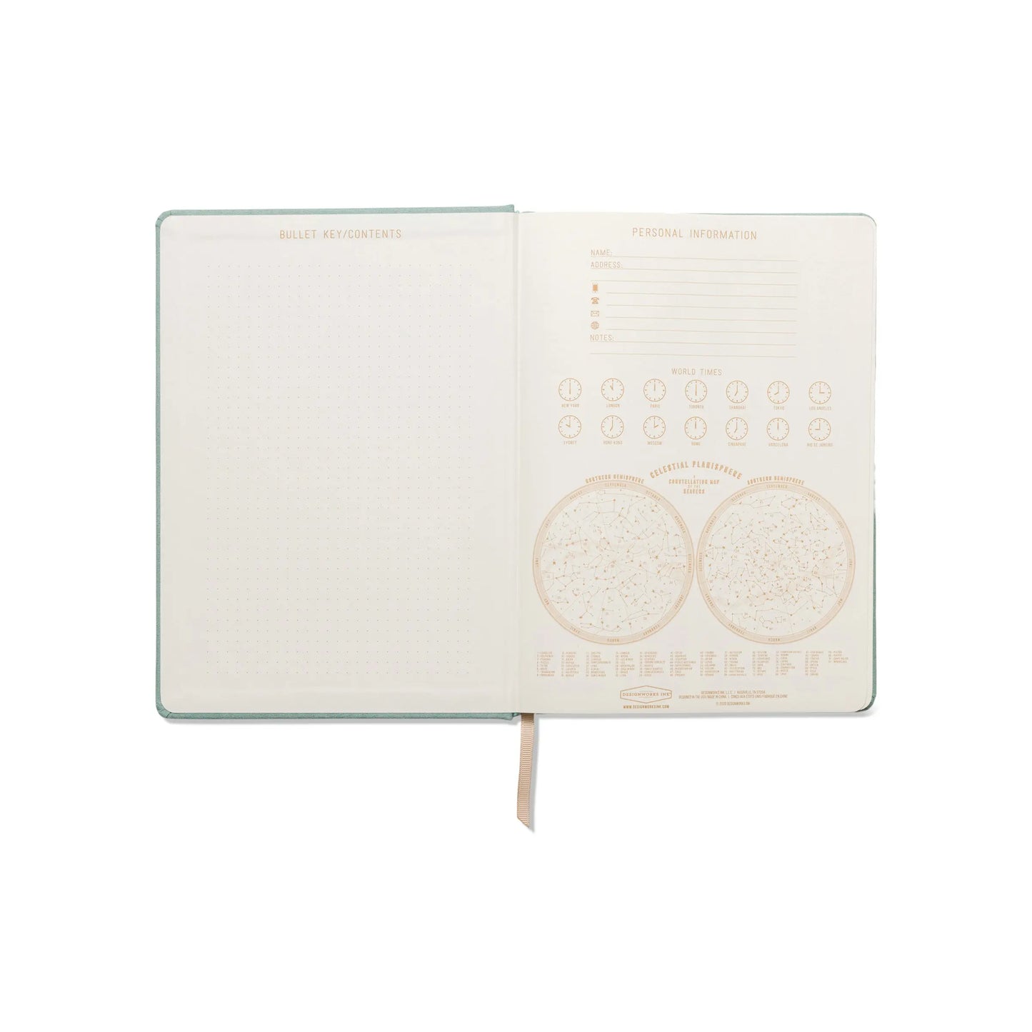 An open Suede Jumbo Journal - Mineralogy with Lay-Flat Binding displays mineralogy achievements on the left and personal information with mineral-related diagrams on the right.