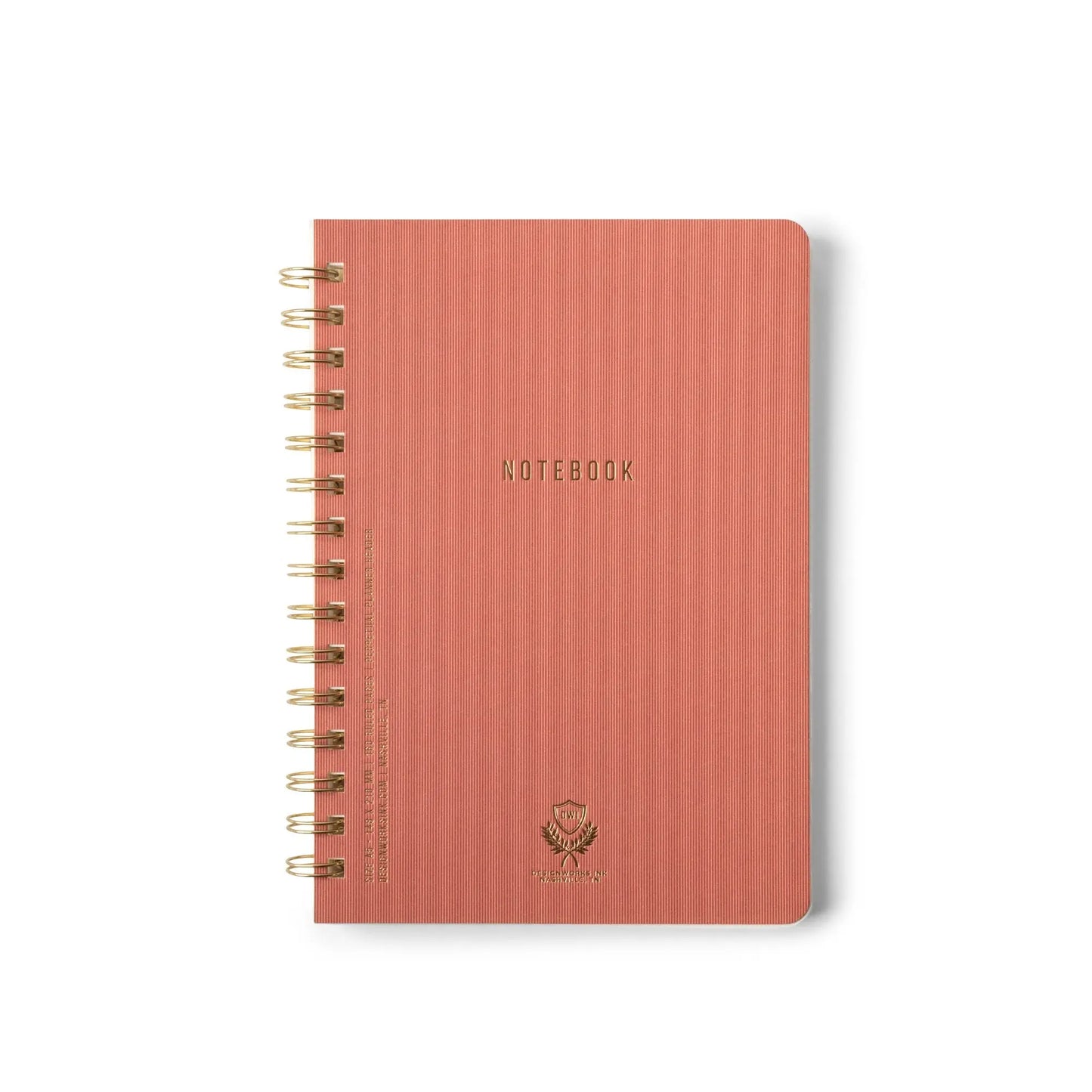 The Textured Paper Twin Wire Notebook - Medium Terracotta, featuring a textured cover and durable twin wire binding, is displayed on a white background.