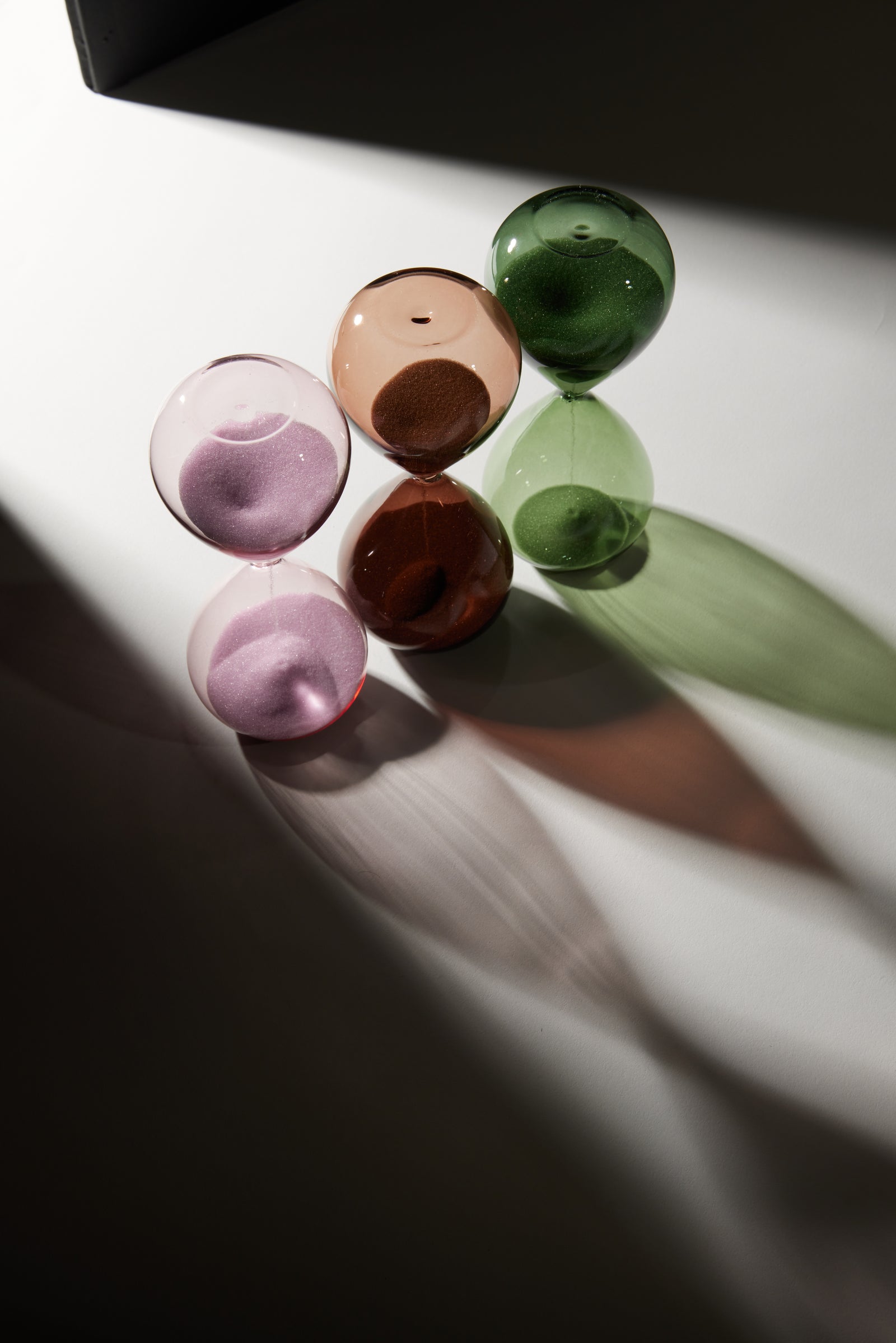 Hourglasses on a desk