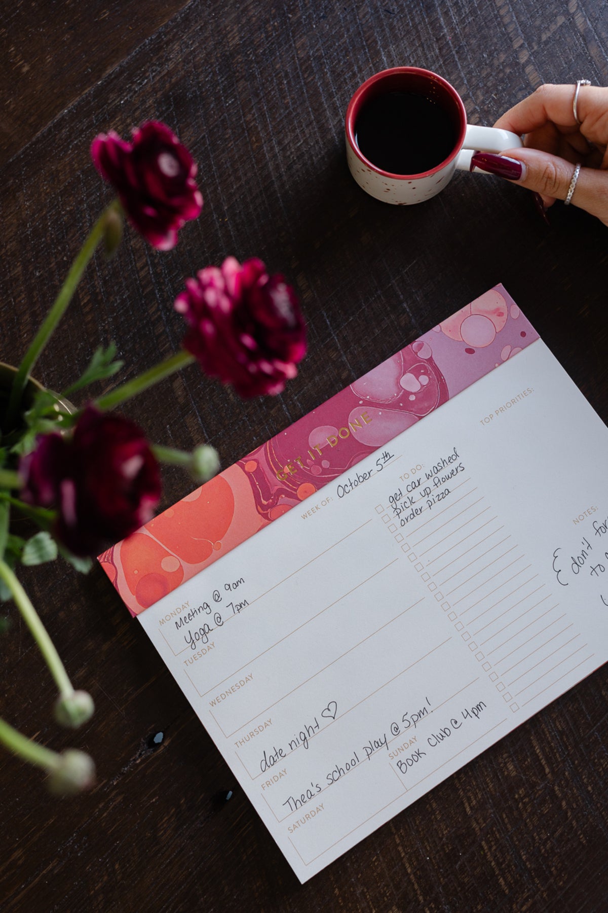 Marble Weekly Planner Notepad - Cherry Peach Designworks Ink