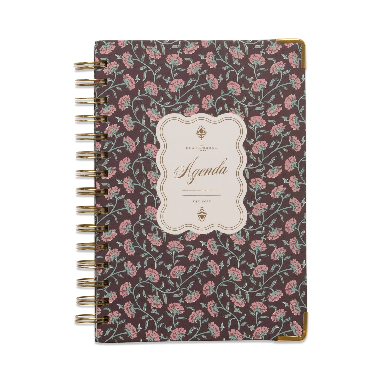 Undated 13 Month Planner - Burgundy Vintage Floral Designworks Ink