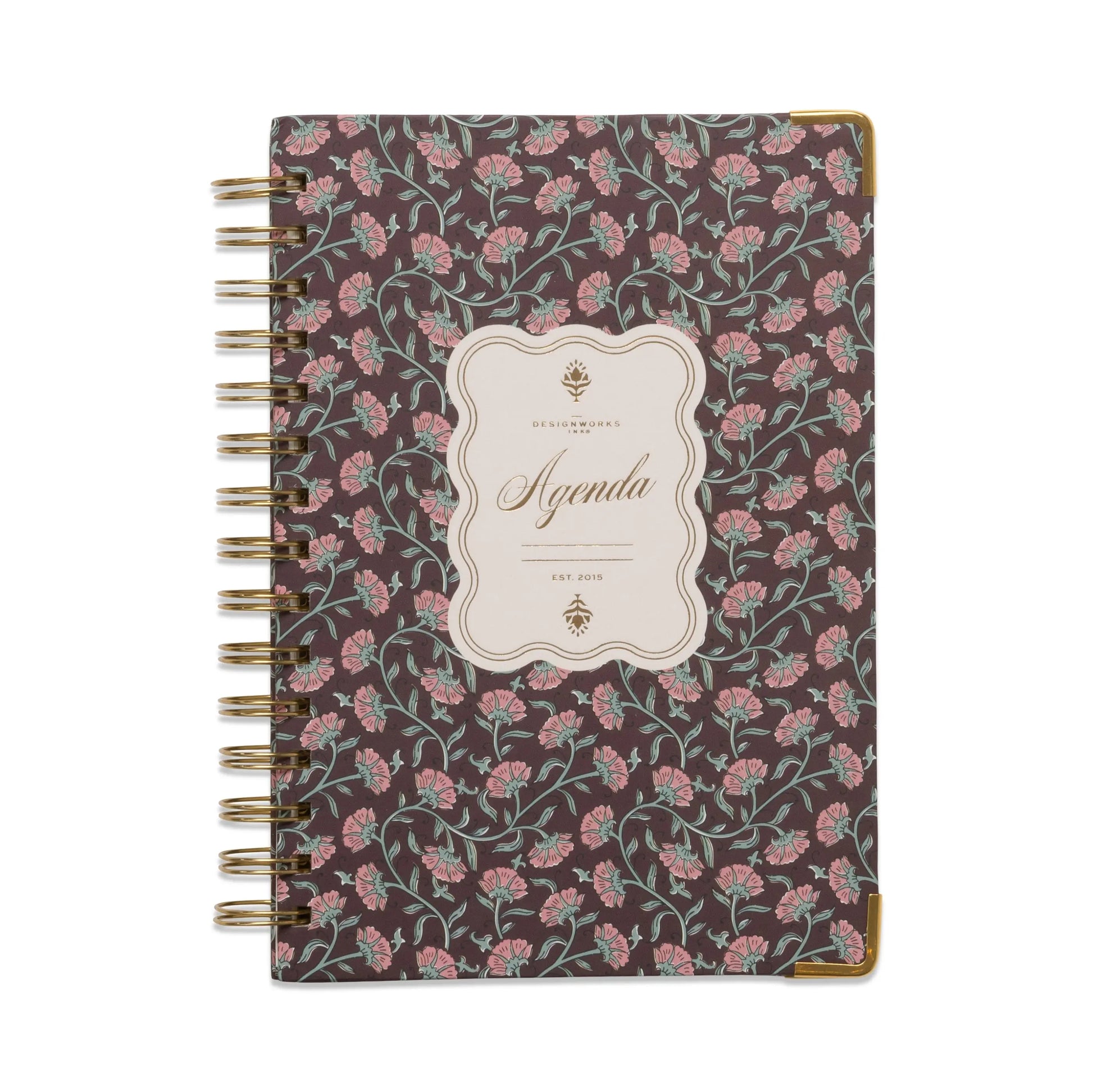 Undated 13 Month Planner - Burgundy Vintage Floral Designworks Ink