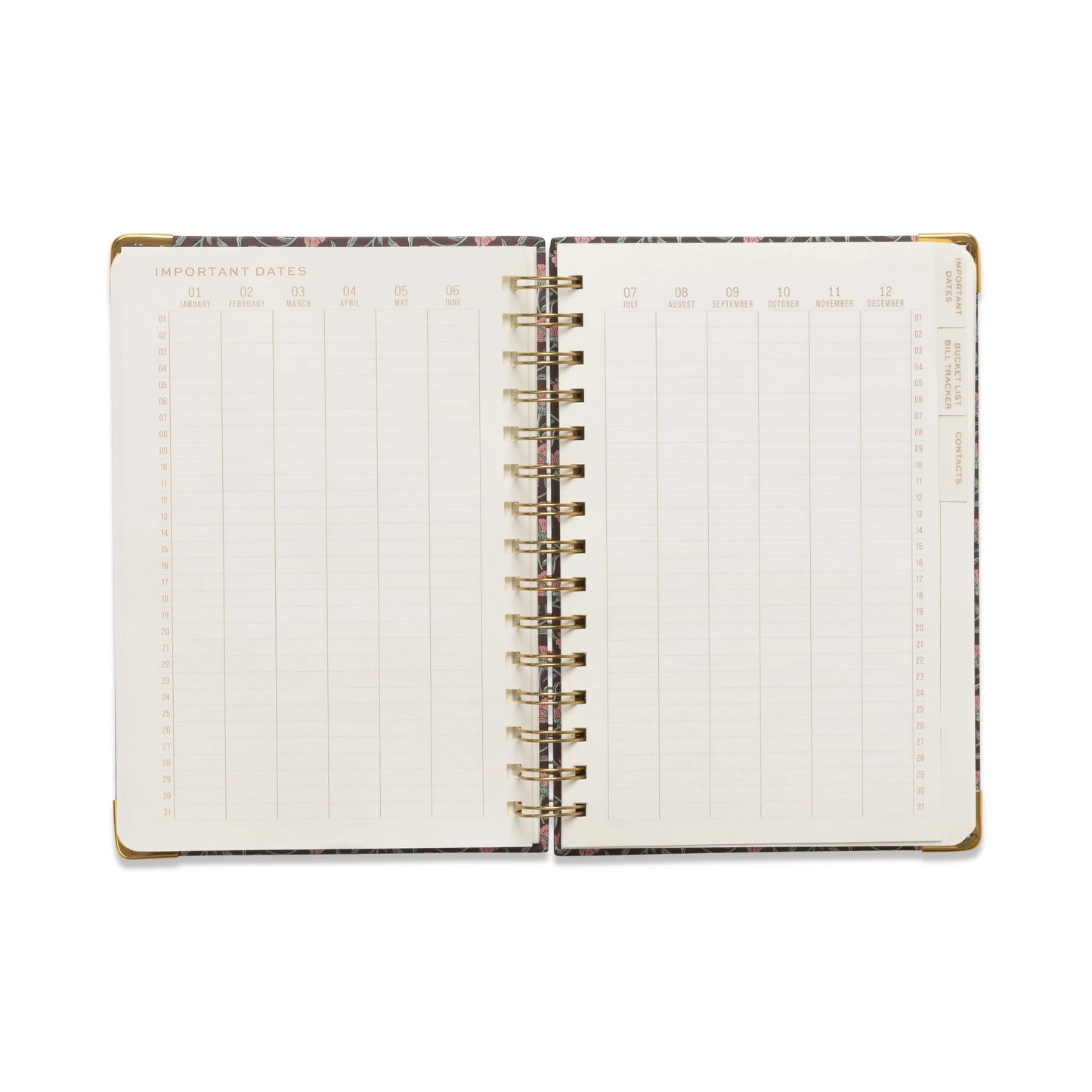 Undated 13 Month Planner - Burgundy Vintage Floral Designworks Ink