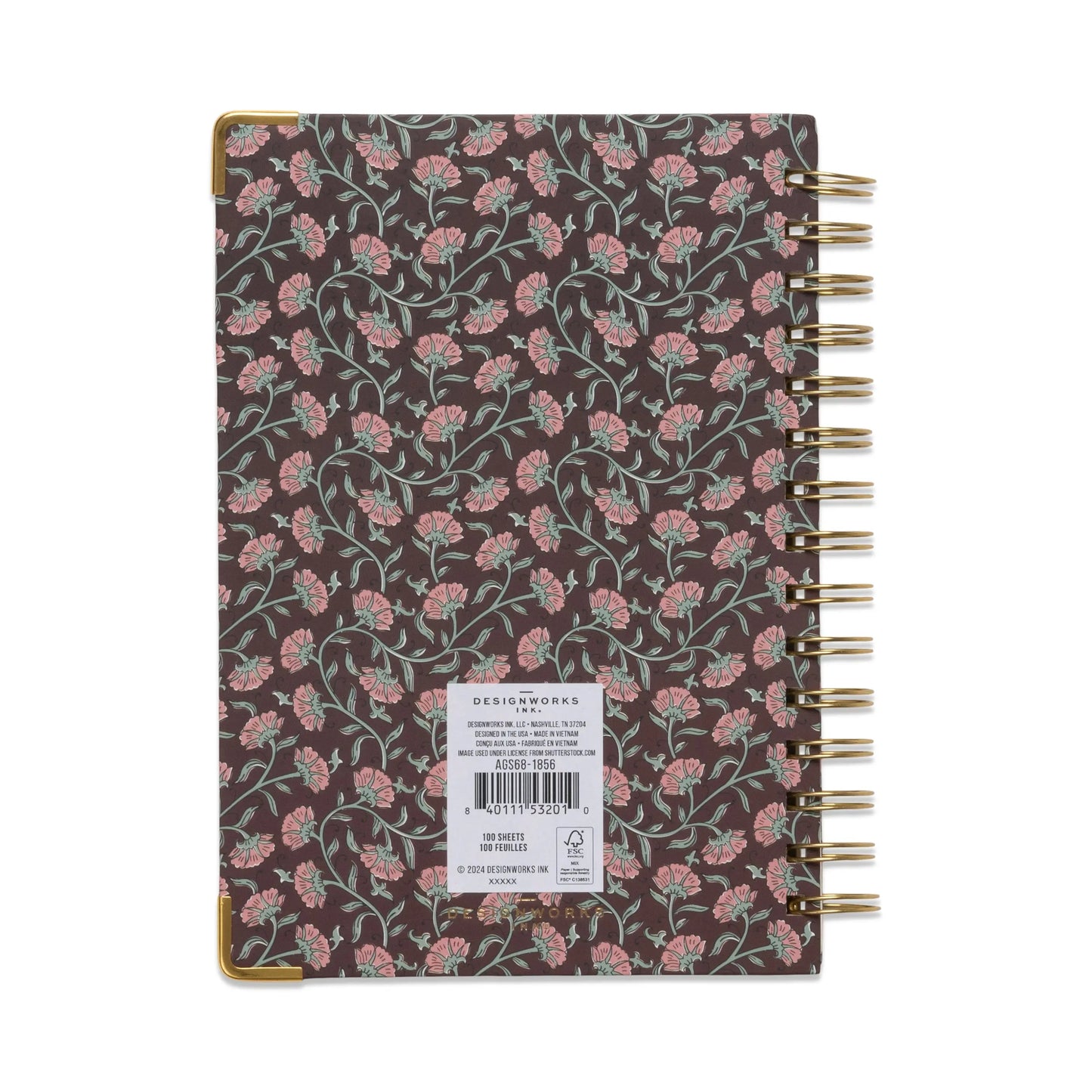 Undated 13 Month Planner - Burgundy Vintage Floral Designworks Ink