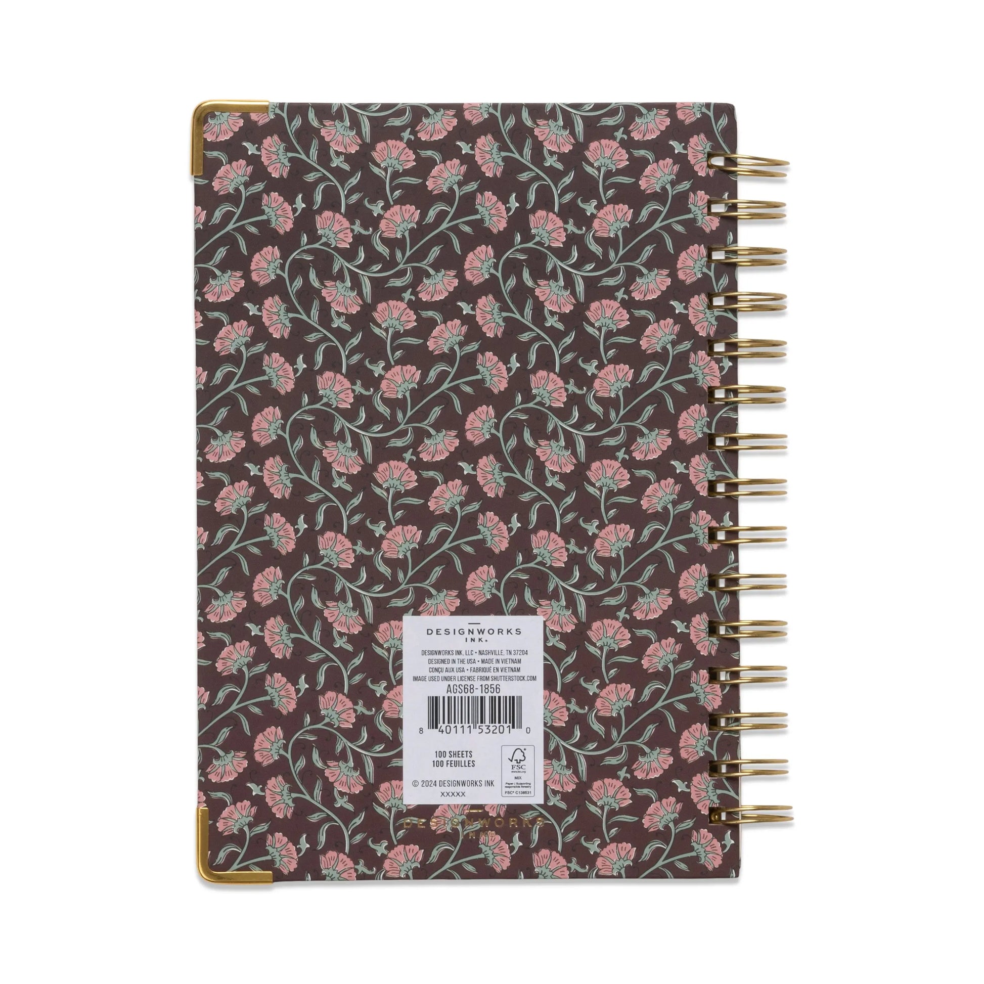 Undated 13 Month Planner - Burgundy Vintage Floral Designworks Ink