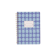 The Tulip Twin Wire Notebook - Small Blue Lattice features a blue and purple geometric cover with a blank center label for personalization, twin-wire binding, and lined perforated pages for easy note-taking and clean tear-out.