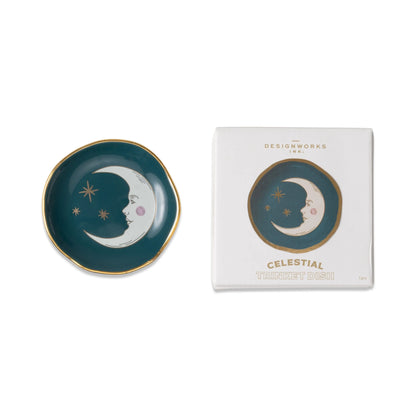 Celestial Ceramic Trinket Dish - Teal Moon Designworks Ink