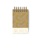 The Chunky Small Twin Wire Notepad - Gold Vintage Floral is a hard-cover pocket notepad with a yellow and pink floral design, "NOTES" in gold at the bottom, and contains 192 white sheets.