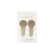 Two brass page tabs engraved with moon and sun designs on a white card labeled DESIGNWORKS INK. Called Brass Page Tabs - Celestial, they make perfect gold metal markers for any book or planner.