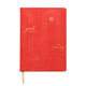 The Suede Jumbo Journal - Good Things Are Coming features a red sueded paper cover with gold text, sun, moon, and stars design, lay-flat binding, and a beige ribbon bookmark.