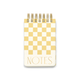The Chunky Small Twin Wire Notepad - Checks features a yellow and white checkerboard cover with "NOTES" in bold yellow letters at the bottom.