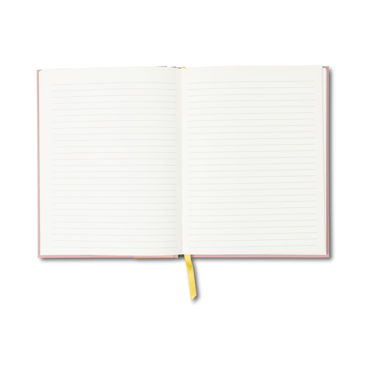 The A Dopo Snake Journal, featuring lay-flat binding, blank pages, and a yellow ribbon bookmark, is displayed open on a white background.