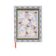 The A Dopo Flower Journal - 6 X 7.75 features a cover with hand-drawn white birds and red flowers, framed by green and orange Mediterranean-inspired borders, and includes an orange ribbon bookmark.
