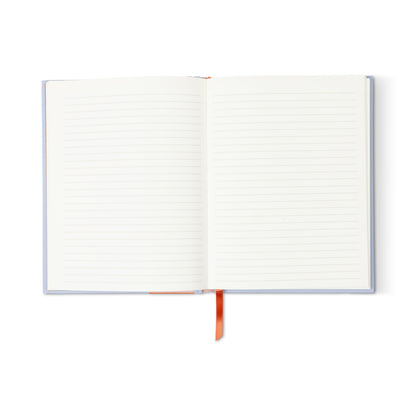 The A Dopo Flower Journal is a lay-flat notebook with lined pages and an orange ribbon bookmark, shown on a white background—a perfect gift for creatives.
