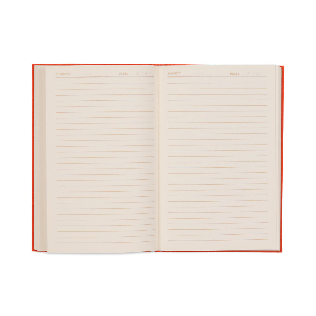 Here’s a rewritten version of the sentence using the given product data: The Reasons Why I Would Rather Be A Cat Journal features an elegant rich red bookcloth cover and opens to reveal lined pages with sections for Subject and Date at the top of each page. Its timeless, vintage-inspired lay-flat binding makes it easy to write across both pages, inviting cat lovers to fill its pristine, unwritten sheets with their feline musings.