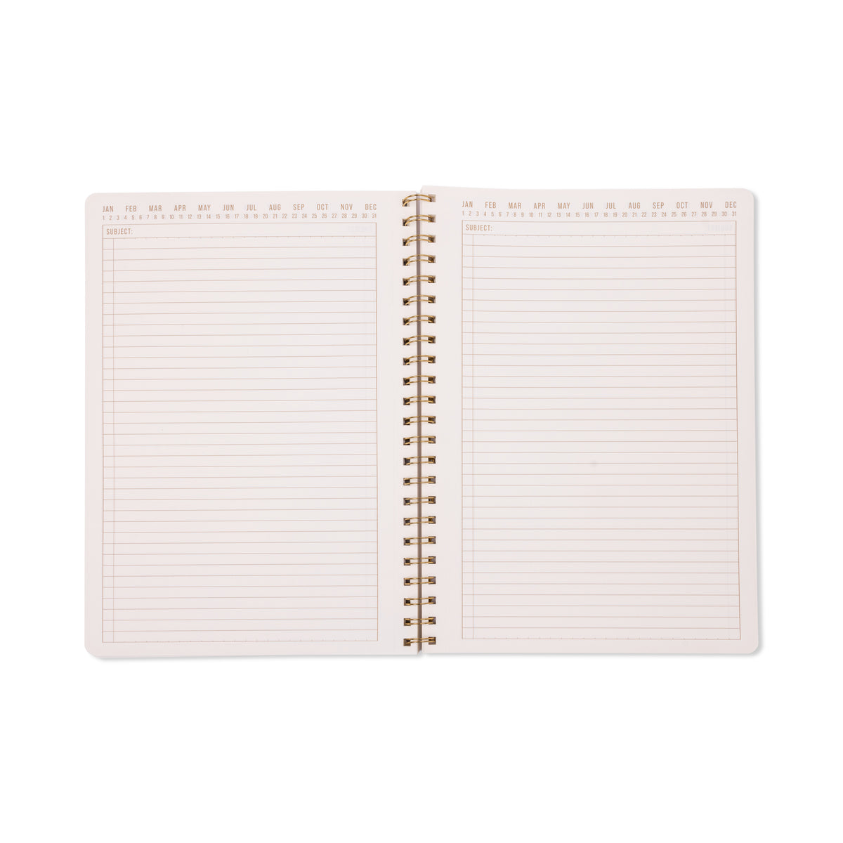 Open the Tulip Twin Wire Notebook - Large Wavy Blue to reveal two lined, perforated pages with headers and numbered columns at the top. The notebook’s twin-wire binding allows the blank pages to lie flat, ready for your writing.