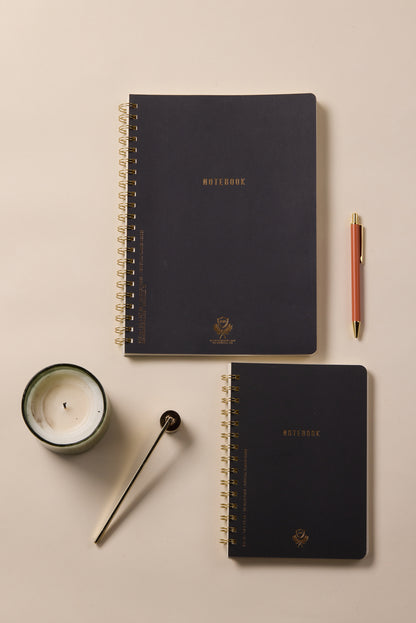 Textured Paper Twin Wire Notebook - Large Ebony DesignWorks Ink