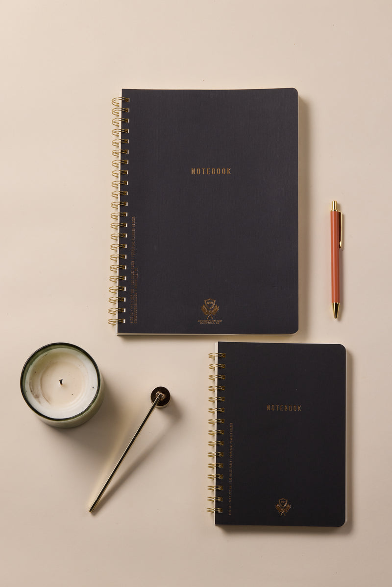 Textured Paper Twin Wire Notebook - Small Ebony DesignWorks Ink