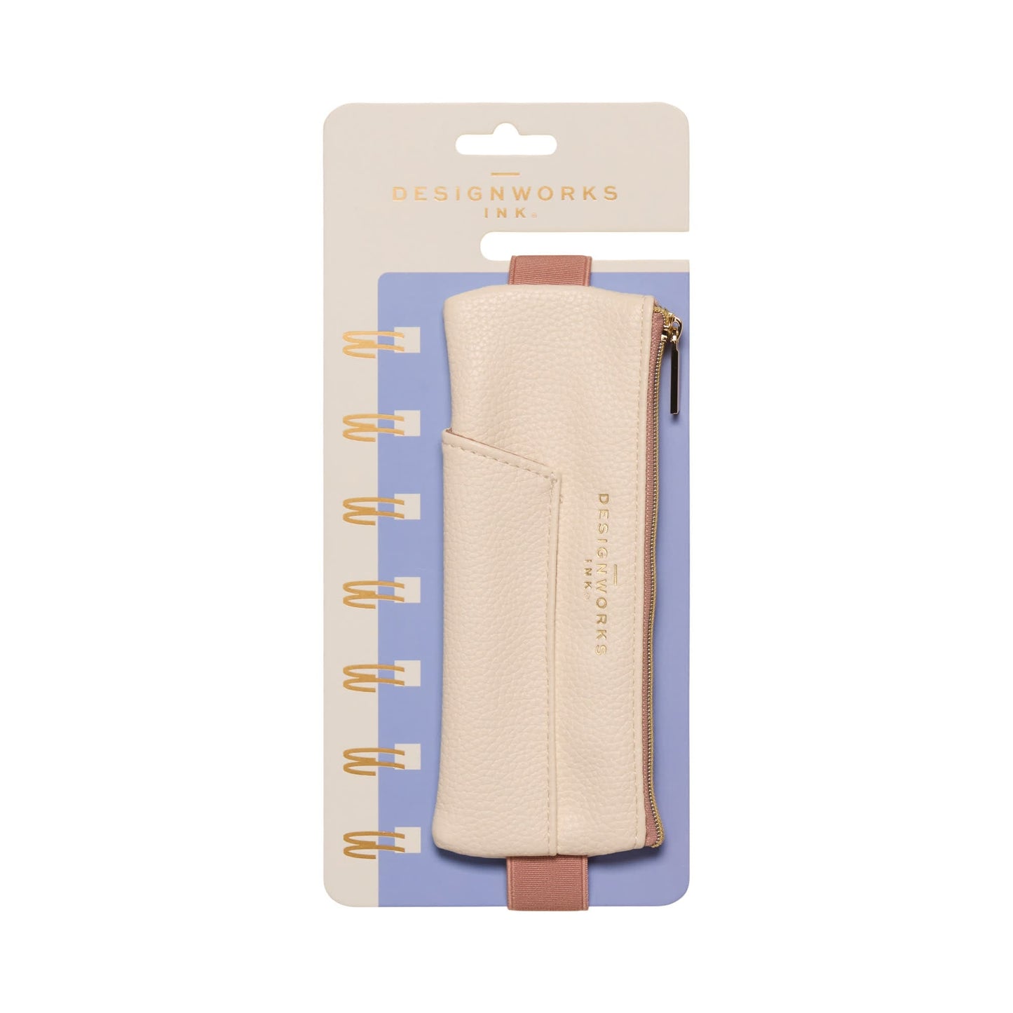 Vegan Leather Pen Pouch - Cream + Taupe