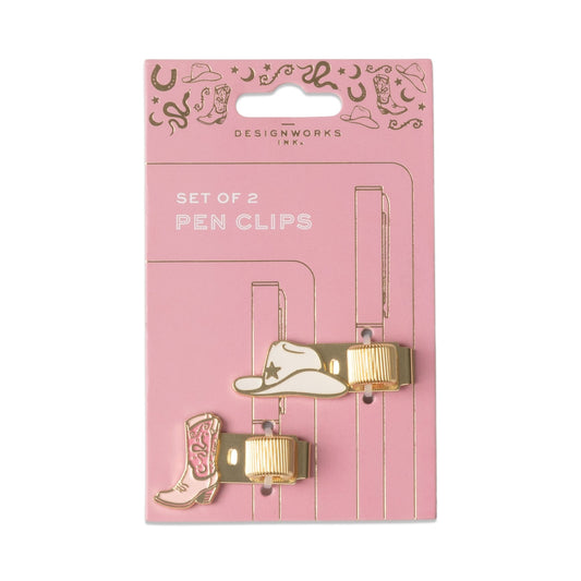 Set of 2 Pen Clips - Cowgirl Hat + Boot