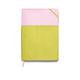 Vegan Leather Pocket Journal, 7" X 9" - Lilac + Matcha on a white background. 