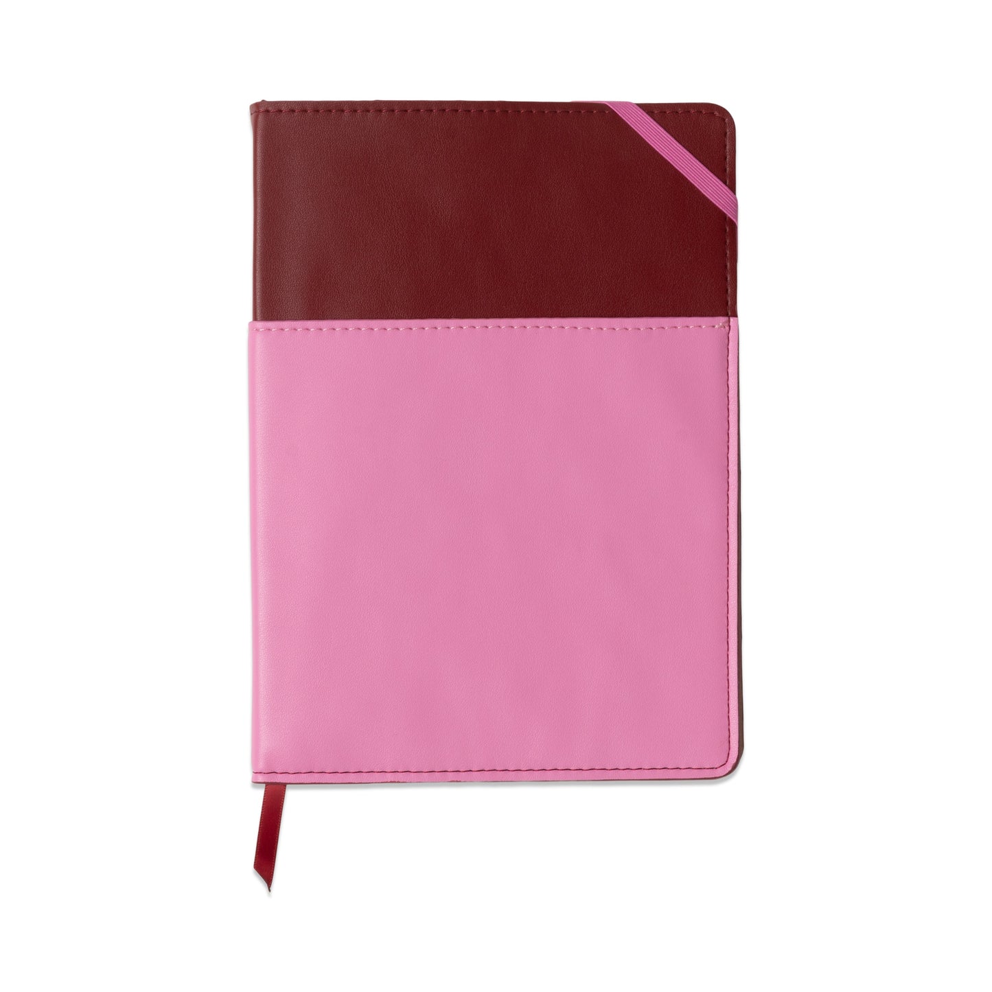 Vegan Leather Pocket Journal - Burgundy + Pink