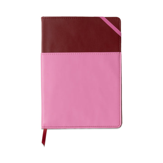 Vegan Leather Pocket Journal - Burgundy + Pink