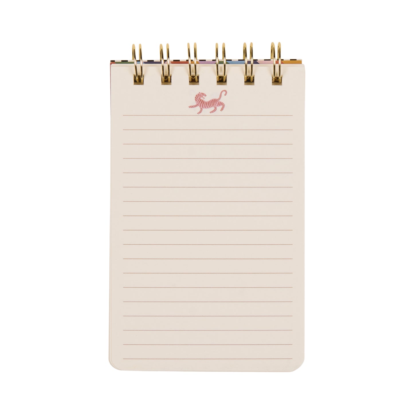 A Dopo Twin Wire Notepad - Tiger features a compact, spiral-bound design with lined pages and a red, hand-drawn tiger illustration adorning the top center—ideal for those who appreciate creative stationery inspired by Mediterranean notepad styles.