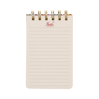 A Dopo Twin Wire Notepad - Tiger features a compact, spiral-bound design with lined pages and a red, hand-drawn tiger illustration adorning the top center—ideal for those who appreciate creative stationery inspired by Mediterranean notepad styles.