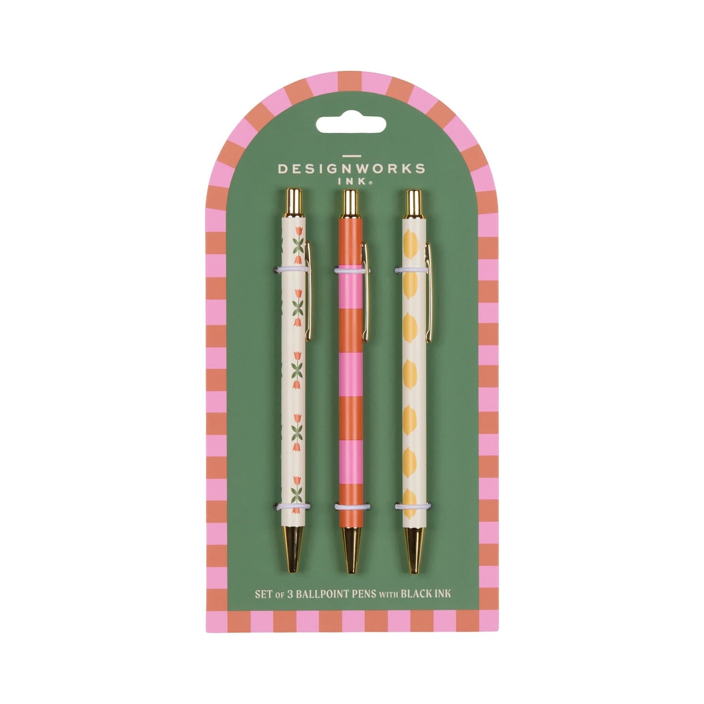 A Dopo Set Of 3 Pens - Flower, Stripe, Lemon