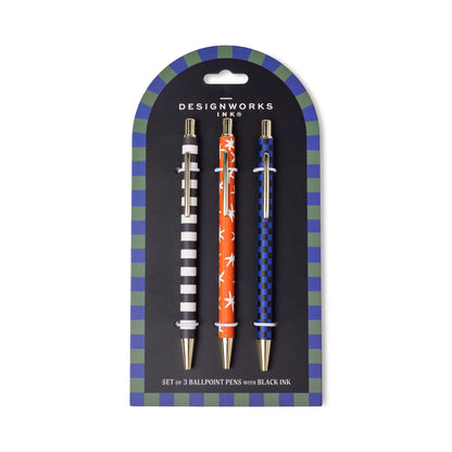 A Dopo Set Of 3 Pens - Stripe, Star, Check Designworks Ink
