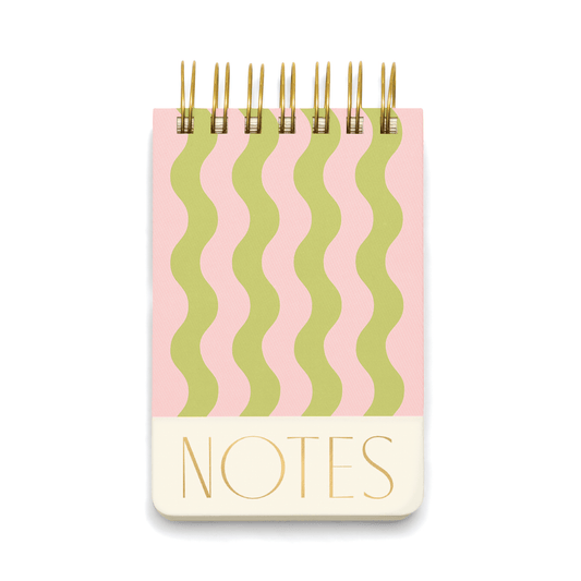 Twin Wire Notepad, 4" X 6" - Wavy Stripes on a white background. 