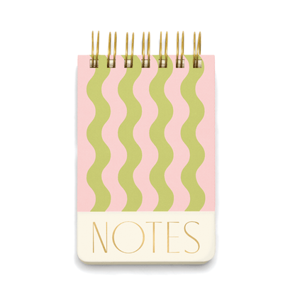 Twin Wire Notepad, 4" X 6" - Wavy Stripes on a white background. 