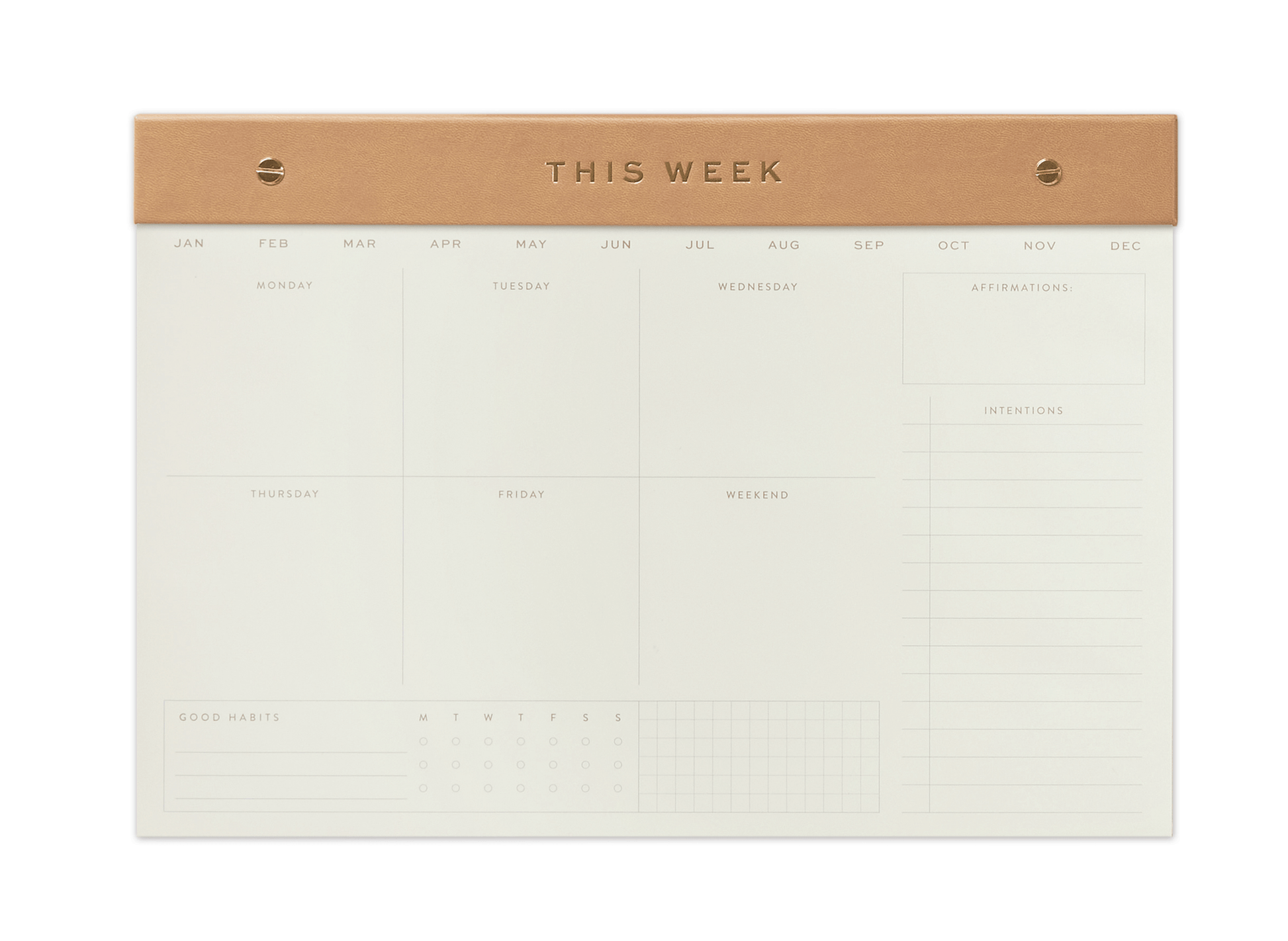 Weekly Postbound Notepad, 9.75 X 14" - CAMEL on a white background. 