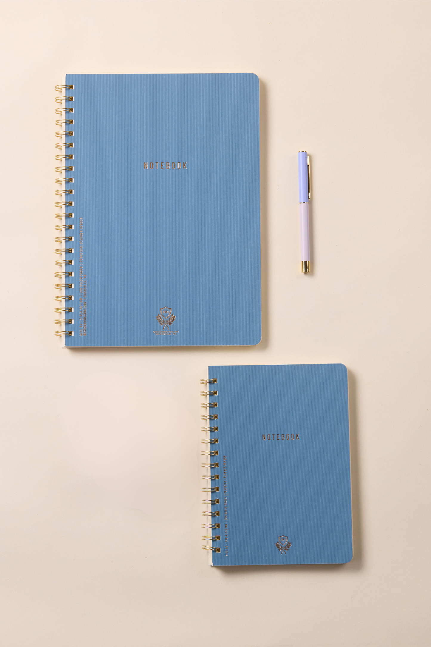 Textured Paper Twin Wire Notebook - Large Blue DesignWorks Ink